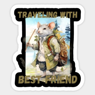 Watercolor Rat Traveling with Best Friend Sticker